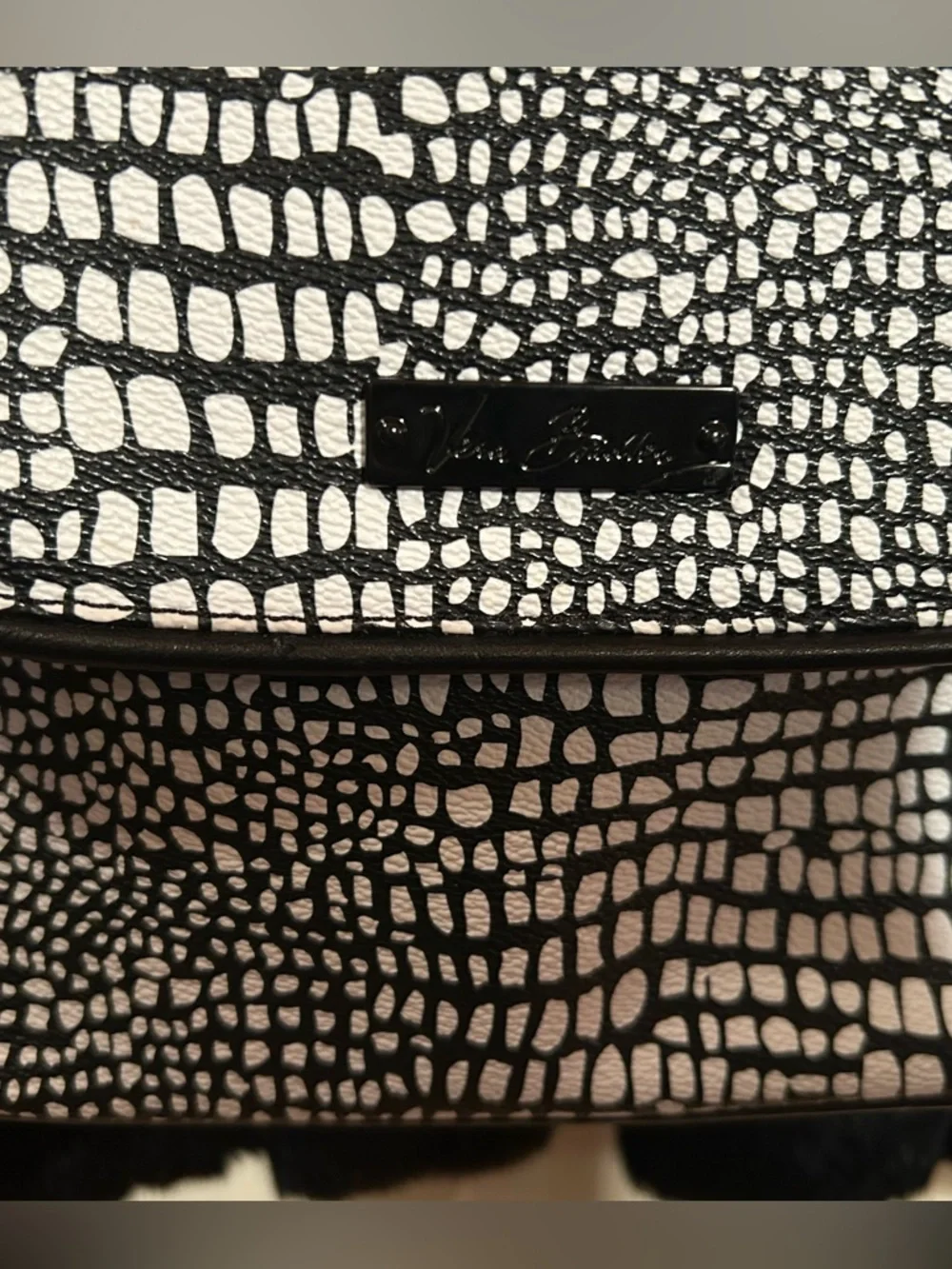 Vera Bradley Crossbody Bag in Midnight Snakeskin Black & White pattern. 7”x10”
